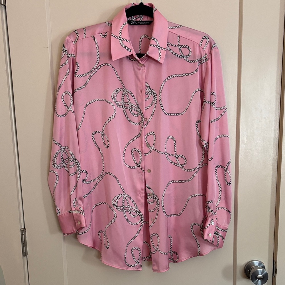 Zara Pink Rope Pattern Blouse